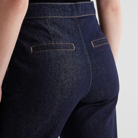 Express High Waisted Rinse Exposed Double Zipper Wide Leg Jeans - Picture 4 of 10